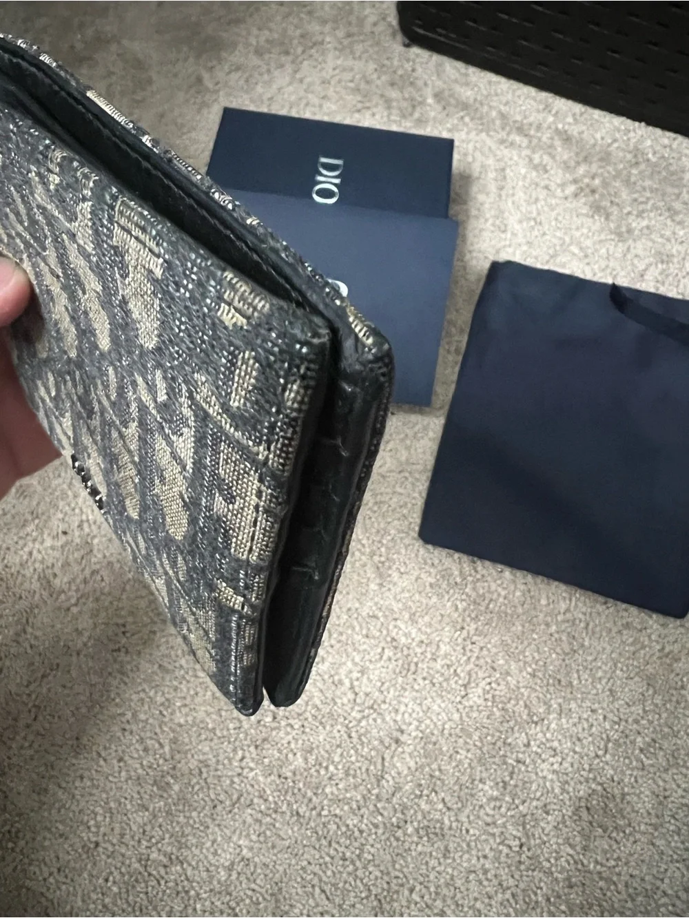 Men's Beige and Black Dior Oblique Jacquard Bifold Wallet.